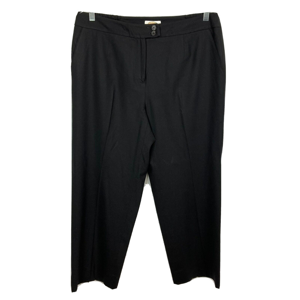 Talbots Womens Pants Sz 14W Black Wool Stretch Straight Leg Dress Trousers Italy